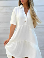 Vestido Aurora Luxe – Charme Refinado da Moda Europeia - (Leve e Soltinho)