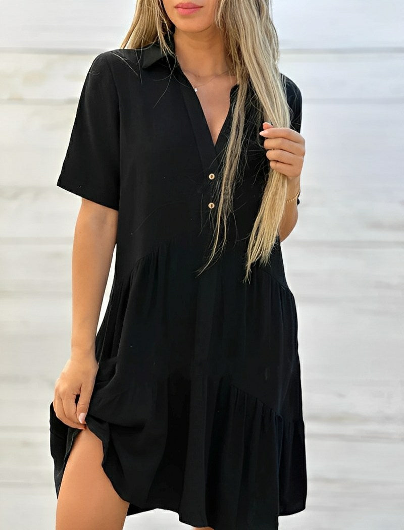 Vestido Aurora Luxe – Charme Refinado da Moda Europeia - (Leve e Soltinho)