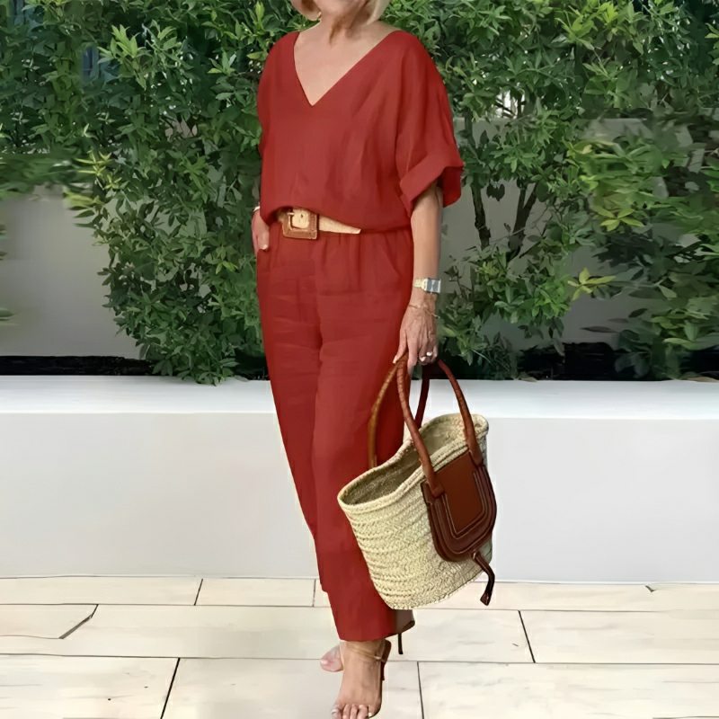 Conjunto Feminino Casual de Algodão e Linho Vicenza