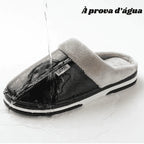 Pantufa de Couro Ortopédica com Forro Peluciado Antiodor