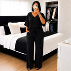 Conjunto Elegance – Blusa com Ajuste Lateral + Calça Pantalona