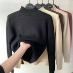 Suéter Feminino Forrado em Veludo Para Inverno